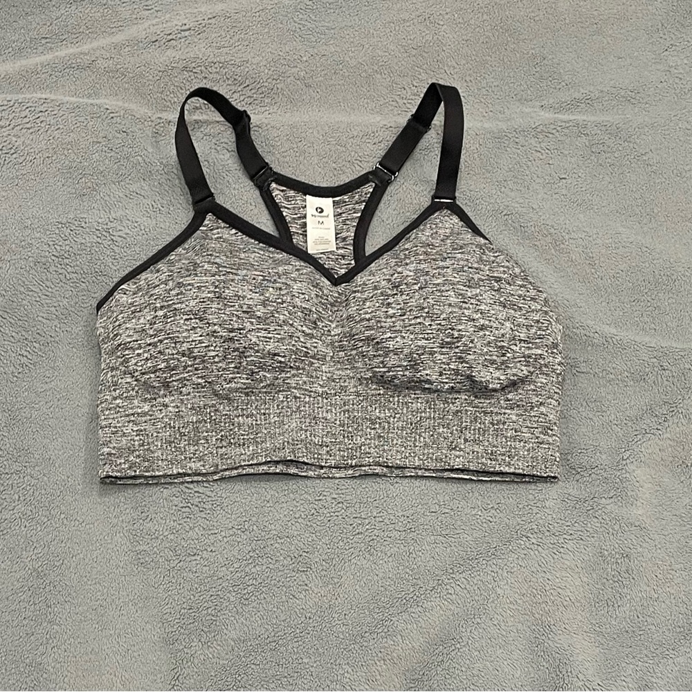 Grey 90 degree medium to high impact sports bra